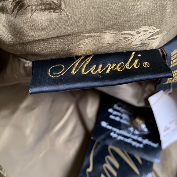 NWT Mureli Pure Silk Metallic Gold Feather Print Retro Bomber Jacket - Picture 9 of 13